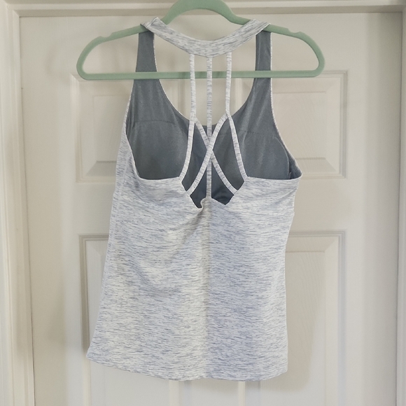 Gray Fitted Racerback Tank Top - Picture 2 of 2